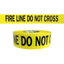 Presco Premium Printed Barricade Tape [3 mil thick]: 3 in. x 1000 ft. (Yellow with Black "SHERIFF'S LINE DO NOT CROSS" printing) [NON-ADHESIVE]