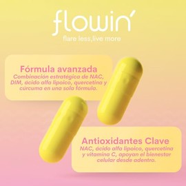 Kind Origins Flowin' | Endo-Supplement | NAC, DIM, Bisglicinato de Magnesio, Quercetina, Cúrcuma, AAL (ácido alfa lipoico), Vit CyD