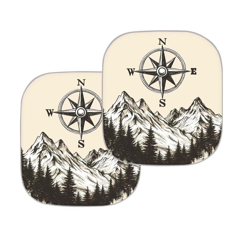 Qpednta Mountain Compasses 2 Piece Foldable Car Windshield Sun Shade
