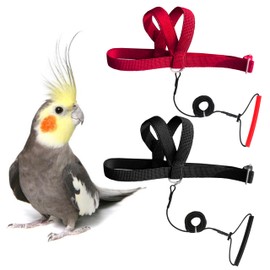 VANFAVORI Adjustable Bird Harness with 80 Inch Leash, Outdoor Flying Kit Training Rope for Bird Parrots Cockatiel S Size Weight 70-120 Grams, 2 Pieces