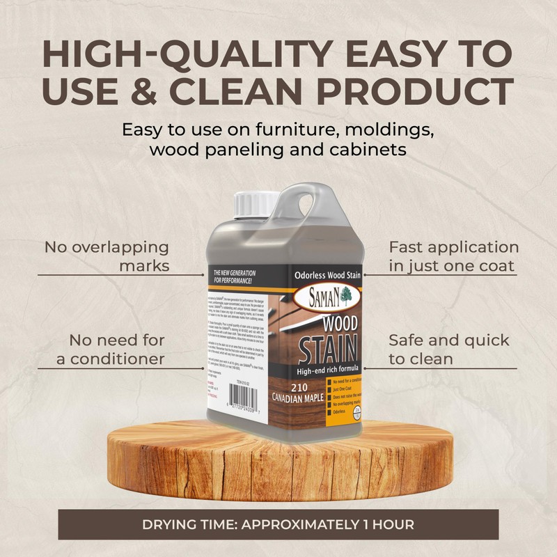 SamaN Interior Water Based Wood Stain - Natural Stain for