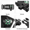 Lixada 10Pcs Emergency Whistle Buckle with Flint Scraper Fire Starter