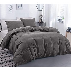 100% Natural Cotton 3 PC Duvet Cover Set, with Four Hidden Zipper Closure Ultra Soft and Care Breathable Durable Comfy Oversized Queen-Grey Duvet Cover Set Style Bedding Set 600 Thread Count