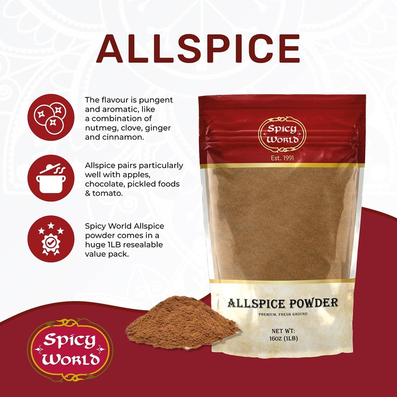 Spicy World Allspice Ground 16 Ounce - Huge 1 Pound