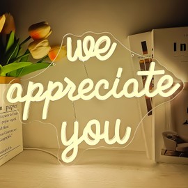 FuugZze We Appreciate You Neon Sign for Wall Decor Appreciate Neon Lights Dimmable Led Signs We Appreciate You Decorations for Employee Staff Teacher Doctor Appreciation Party Thank You Decorations