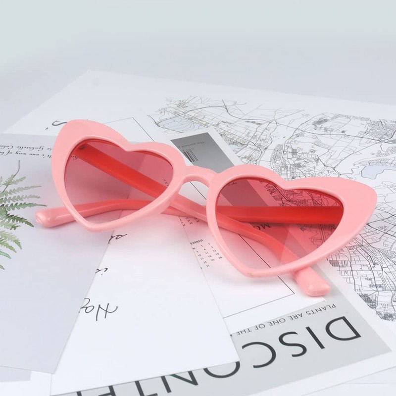 YooThink Love Heart Shaped Sunglasses for Women,Vintage Cat Eye Mod