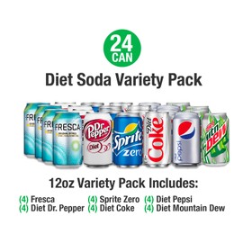 Soda Variety Pack - Assortment Popular Flavors - Home, Office or Party Refrigerator Restock Pack - By MaxPax (Diet Soda Variety, 24 Pack)