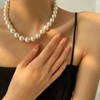 Pearl Jewelry Set for Women Trendy White Pearl Wedding Necklace