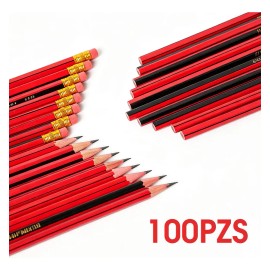 100 Piezas Lapiz Metrico Caja Con Rojo