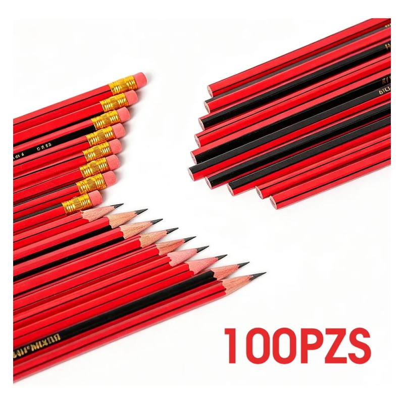 100 Piezas Lapiz Metrico Caja Con Rojo