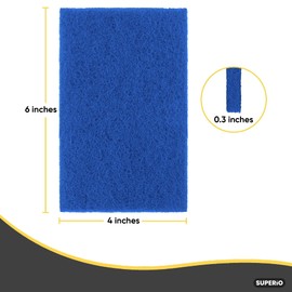 Scouring Pad Non-Scratching Scrubber Non-Scratch Cleaning Scrub Pads, Heavy Duty Scouring Pad, Reusable Kitchen Scrubbing Pad Pack of 3, Blue, by Superio