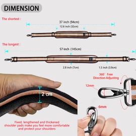 ZINZ Shoulder Strap, 57 Inch Universal Adjustable Shoulder Strap, Durable Ventilated with Metal Swivel Hook for Luggage, Duffel, Camera Bag, Laptop Bag, Travel Bag, Sports Bags (Black Gold, 145 cm)