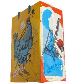 Trader Joe's Delaware Reusable Grocery Shopping Bag; State Themed Design: The First State, Blue Hen State Bird, Horshoe Crab...