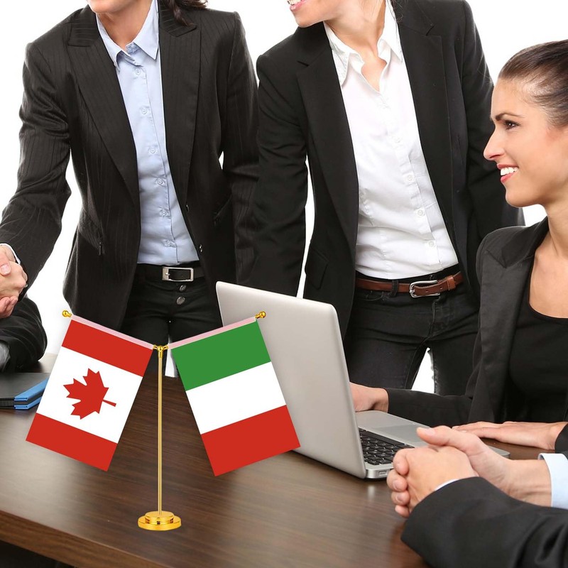 Italy Canada Combo Desk Small Flag Set,5×8 Inch Italian Canadian