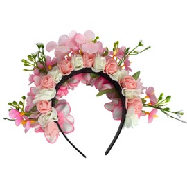 Floral Headbands for Women, Hair Accessories for Party,Flowers Hairband for Womens (Pink, One Size)