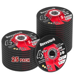 Revvstark 25 Pack Grinding Wheels 4-1/2 Inch for General Purpose Metal & Stainless Steel, Aluminum Oxide Grinding Disc 4 1/2 for Angle Grinder, Depressed Center 4.5" * 1/4" * 7/8" (115*6.0*22.2mm)