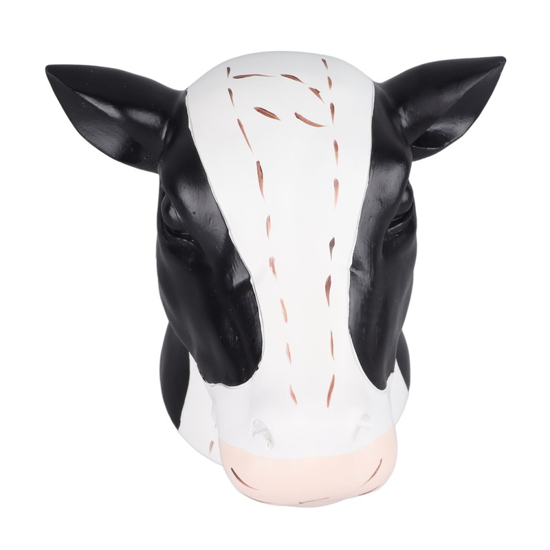 Black White Cow Head Wearing Glasses Statues Resin Stable Glasses
