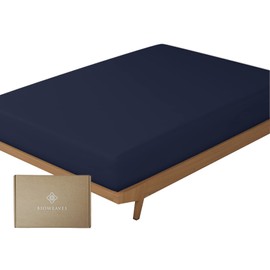BIOWEAVES 100% Organic Cotton 1 King Size Fitted Sheet Only | 300 Thread Count Sateen Weave GOTS Certified with Deep Pocket - Navy Blue