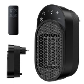 DUOMIY Wall Outlet Space Heater, 450W Plug in Electric Heater with Adjustable Thermostat & 12h Timer & Led Display, 3s Fast Heating, Portable Heater for Office Drom Room (Black)