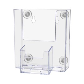 Marketing Holders Magnetic Brochure Holder Metal Mount Holds 4 Inch Wide Trifolds and 2" x 3.5" Business Cards Clear Acrylic Literature Organizer for Offices Restaurants and Retail Stores