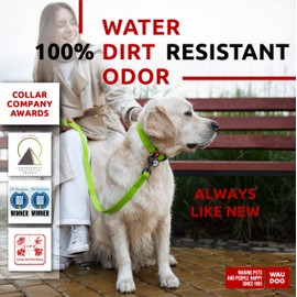 WAUDOG Waterproof Dog Collar - Adjustable, Heavy Duty with Durable Metal Clasp and QR Dog Tag - For Small, Medium, Large Dogs