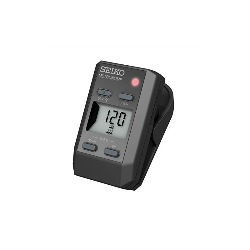 SEIKO Metronome, Clip Type, Digital, Black DM51B with Rotating Volume