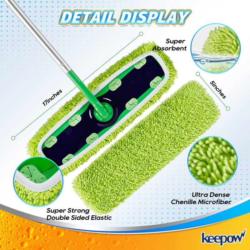 KEEPOW Reusable XL Mop Pads Compatible with Swiffer XL Sweeper,