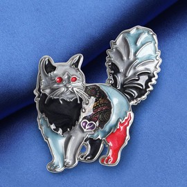YINYA Enamel Zinc Alloy Adorable Cat Brooches Pins Kitten Pets Jewelry for Women Teens Girls Party Gifts Ornament (Black)