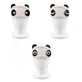 Cute 3D Black Panda Sleeping Mask Children, Funny Soft Fluffy Cartoon Eye Mask, Plush Sleeping Eye Cover, Cute Animal Sleeping Eye Protection for Girls Boys Women Nap Travel (Pack of 3)