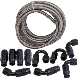 maXpeedingrods 8AN 20FT Fuel Line Kit, 1/2 Braided Fuel Line, Steel AN8 Fittings E85 PTFE Hose Transmission Oil Cooler Line, Coolant Fluid Hose + 10 Pcs 8AN Fittings