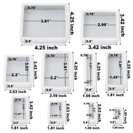 RESINWORLD Upgraded 10 Sizes Epoxy Resin Molds Silicone Kit, Square Rectangle Silicone Molds for Resin, Soap, Candles, Specimen, Dried Flower