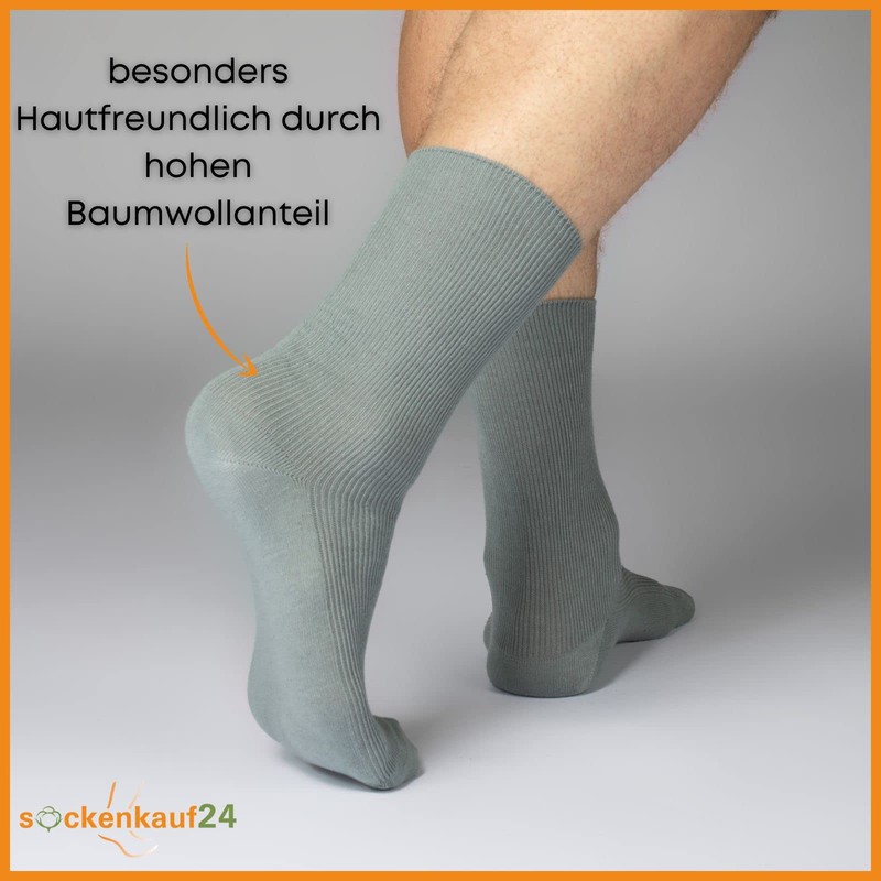 Sockenkauf24 12 Pairs Unisex Socks without Rubber Print 100% Cotton