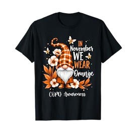 COPD Awareness Gnome In We Wear Orange Men Women Support T-Shirt