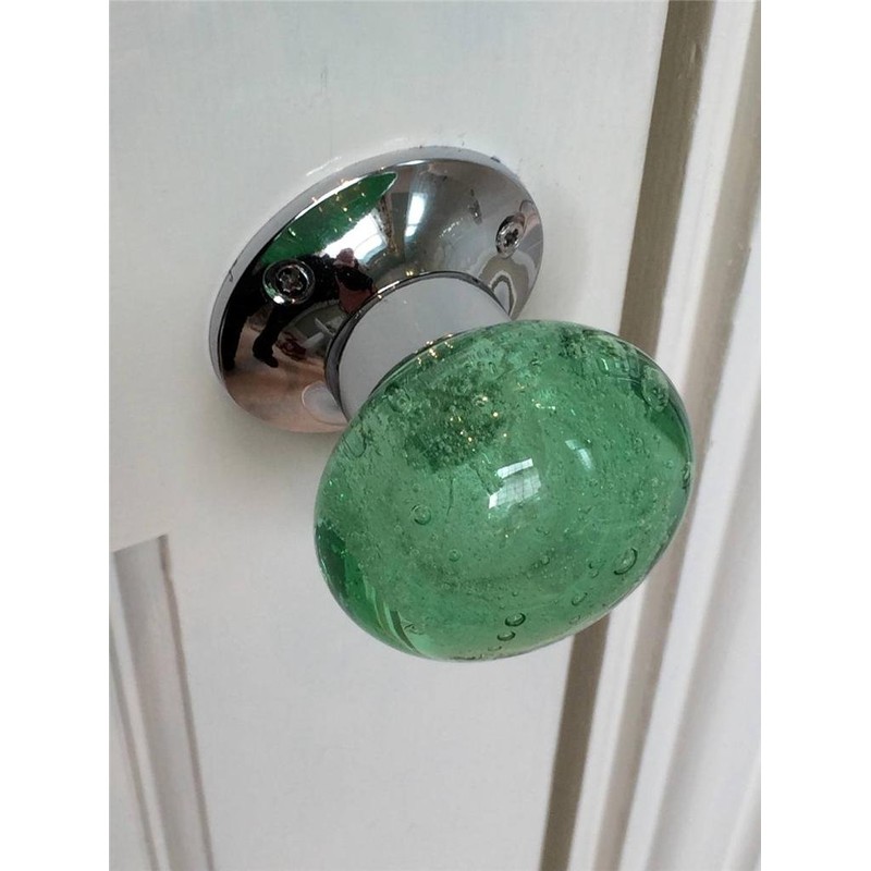 Beautiful Pair of Large Green/Mint Contemporary/Retro Round Smooth Bubble Glass