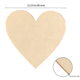 KEILEOHO 100 PCS 3 Inch Wood Heart Cutouts, Unfinished Wood Hearts, Plain Wooden Hearts Blank Heart Shaped Wooden Slices for Crafts, Tags, DIY, Decoration