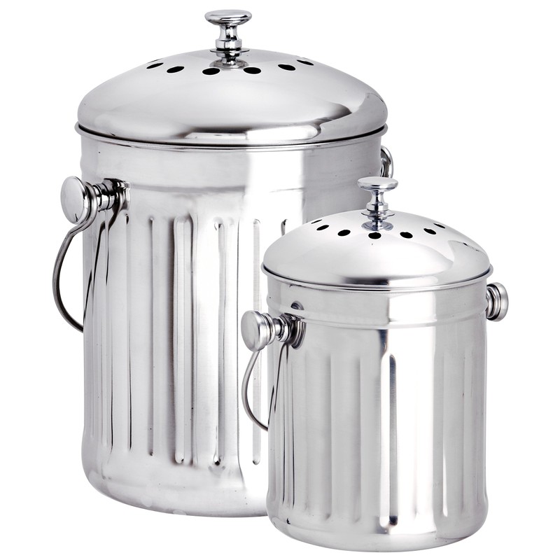 Eddingtons Mini Tabletop Compost Pail/Tea Bag Bin-Stainless Steel, 2.25 Litre,