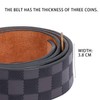 renwoxing Men's Leather Belt, 1.5 inch Checkered Pattern, Pin Buckle,