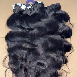 Free Gift Indian Curly Natural Wavy Hair Extension Burmese Curly Real Raw Human Hair Bone Straight Bundles Vendor Cambodian Hairstyle: body wave 1 bundle, color: natural black, Stretched Length: 24"