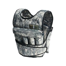 CROSS101 Adjustable Camouflage Weighted Vest Without Shoulder Pads, 40 lb
