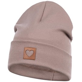 Smarilla Beanie Hat Girls Women Children Transition Hat Ribbed, cappuccino