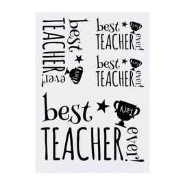 4 x 'Best Teacher Ever!' Temporary Tattoos - Water Resistant, Skin-Safe, Non-Toxic Transfers, Mixed Sizes (TO00065466)