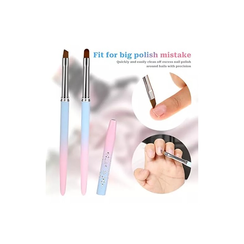 Sliverdew Nail Art Clean Up Brush, 2 Cepillos De Limpieza
