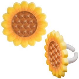 DECOPAC Sunflower Cupcake Rings Party Favors - 24 pc, Yellow