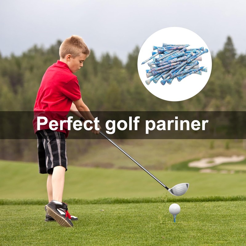 POXIAOER Golf Tees, 60 Pack Bamboo Golf Tees 70mm, 7cm,
