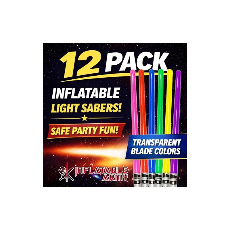 Pack of 12 Party Weight Inflatable Lightsaber- 2 Pink, 2