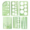 6 Pieces Green Geometric Rulers, Drawing Aids, Measuring Tools, Plastic