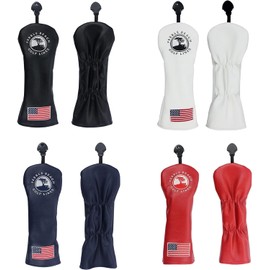 Headcover Golf Cover Driver Cover Wood Cover FW Utility Cover UT with Conversion Doug American Tree (FW, Red)