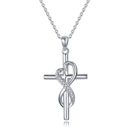 YEESIA S925 Sterling Silver Cute Animal Necklace Celtic Cross Pendant for Women Men Jewelry Gift for Mothers Day (Infinity Cross Necklace)
