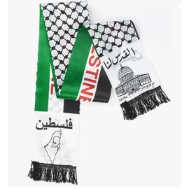 Islamic Gifts 123 6 Pack Palestine Flag Scarf Palestinian Keffiyeh Shemagh Neck 6x53 Inch Lightweight Silk Bandana Arab Head Wrap Fashion Scarf Gift for Men Women(MAP print)