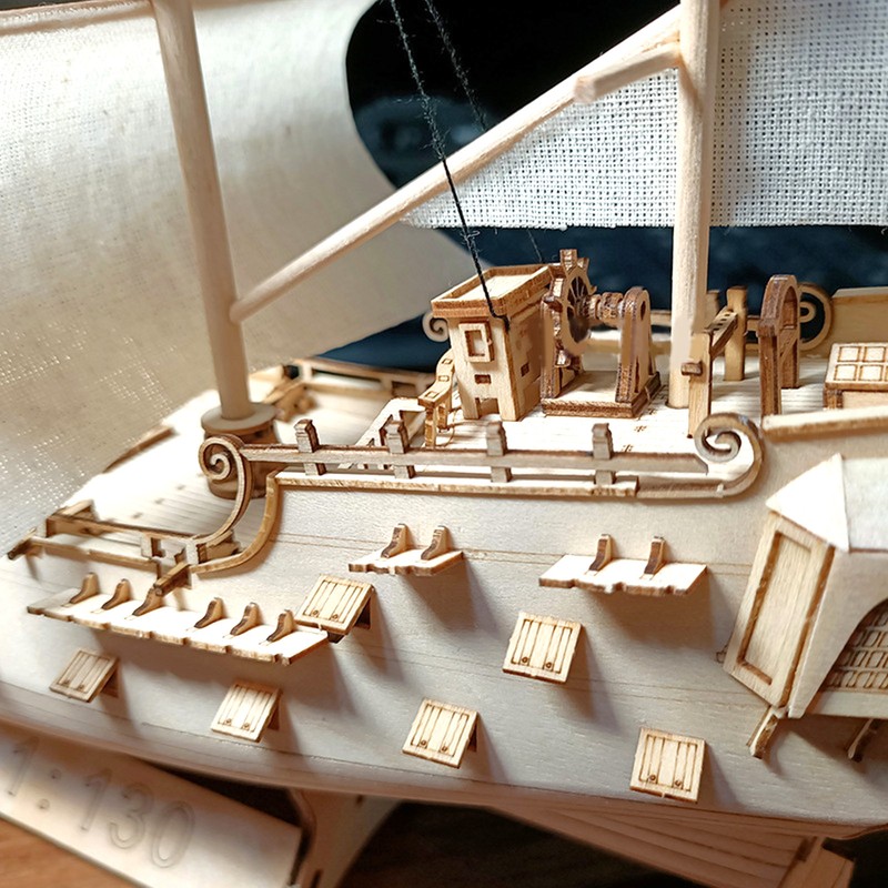 1: 130 Wooden Model Sailboat Kit for Adults Improve Hands